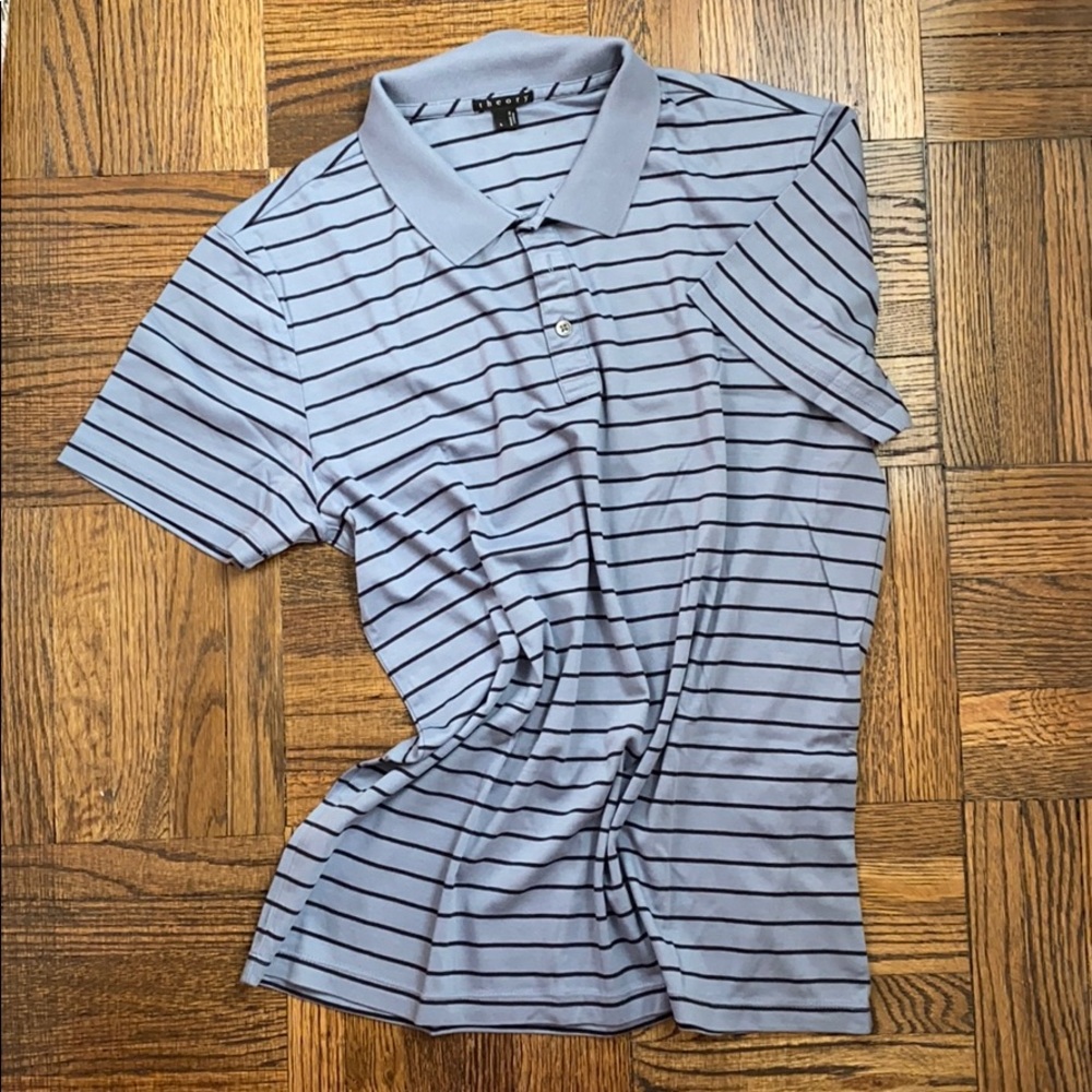 Theory men’s casual cotton striped polo